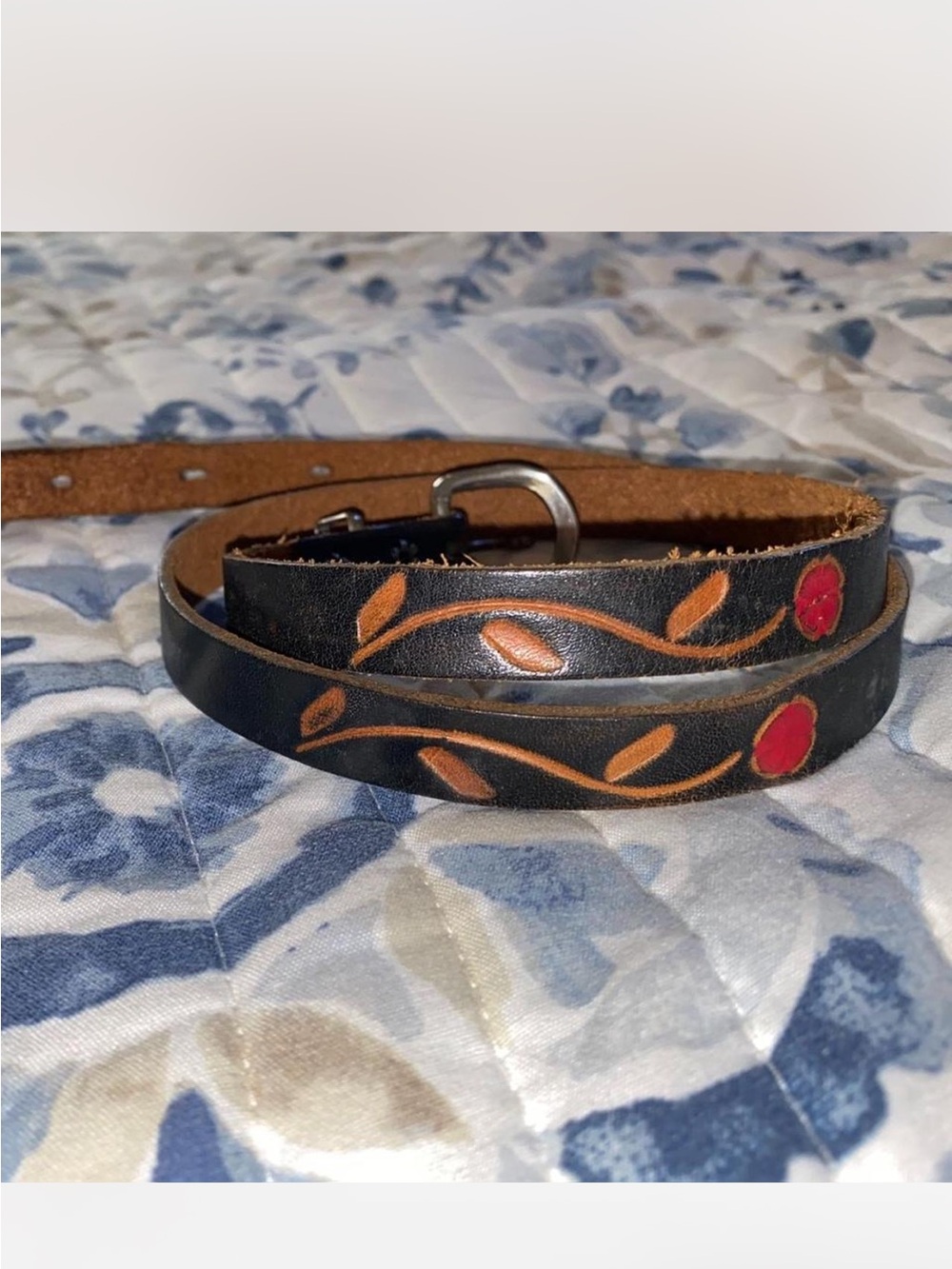 Vintage Leather Floral Belt